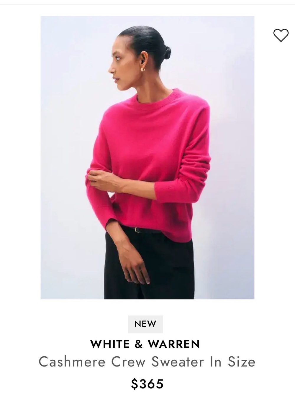 White + Warren Pink 100% Cashmere Crew Sweater
